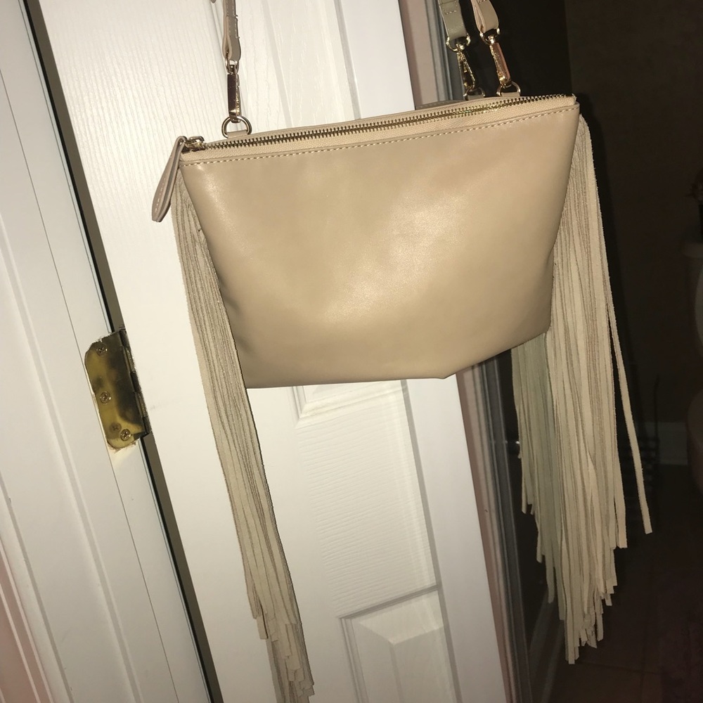 Remi and Reid Fringe Crossbody in Beige